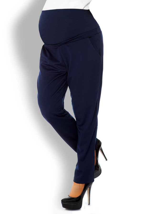 Voľné tehotenské nohavice model 1276 farba námornícka modrá