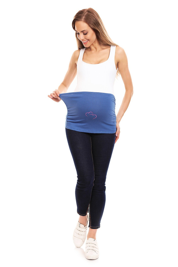 Tehotenský podporný pás so srdiečkami model 0145 farba džínsová