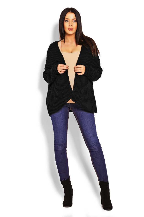Hrubý tehotenský kardigánový sveter model 70010C čierny