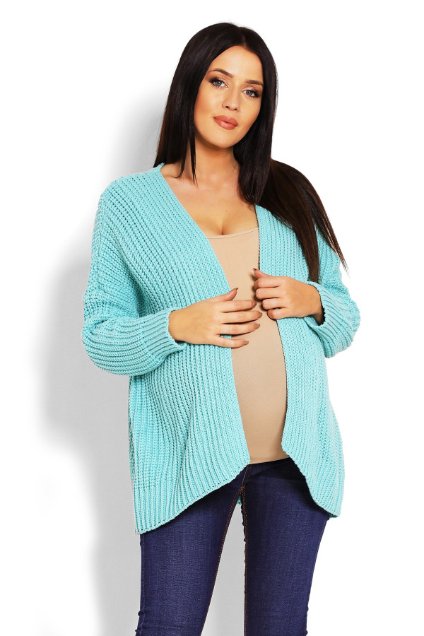 Hrubý tehotenský kardigánový sveter model 70010C mentolový