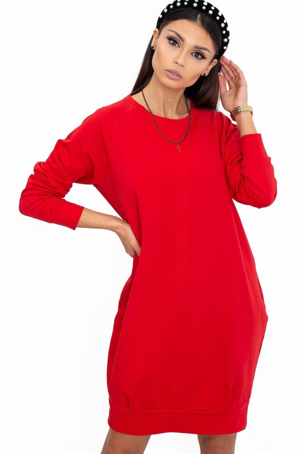 Mikinové šaty Cristine s vreckami červené