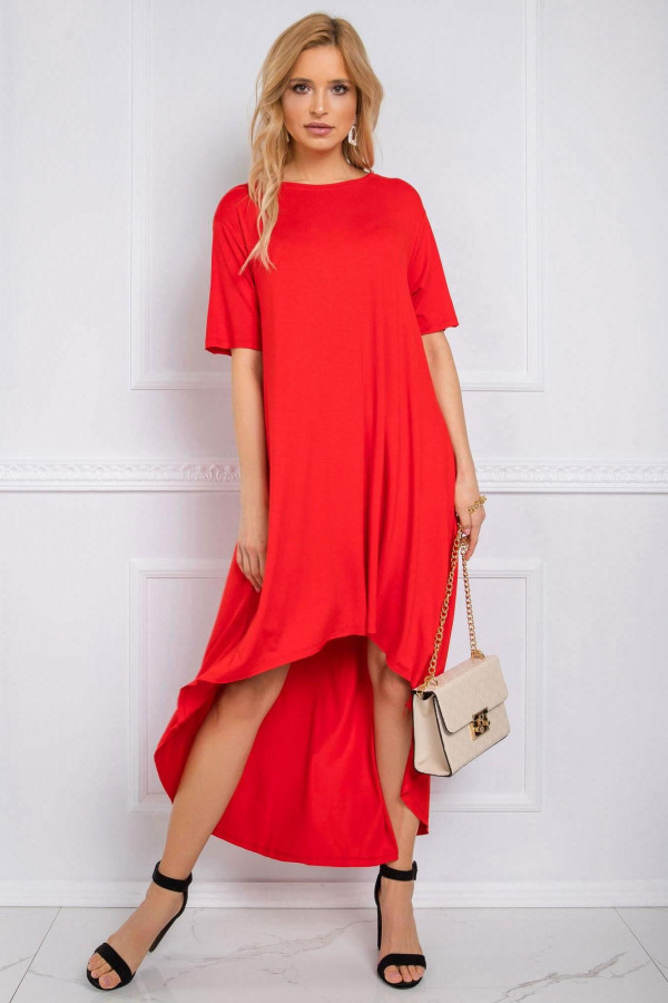 Midi asymetrické šaty Casandra červené