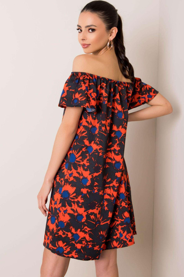 Kvetinové šaty Kristen v štýle Hispánka čierne+červené