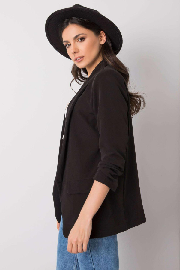 Elegantné sako s nariasenými rukávmi model 52014 čierne