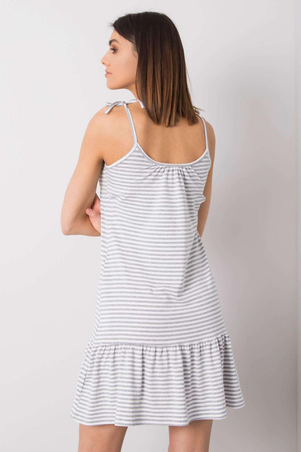 Krátke volánové šaty Seaside s ramienkami na šnurovanie biele+šedé