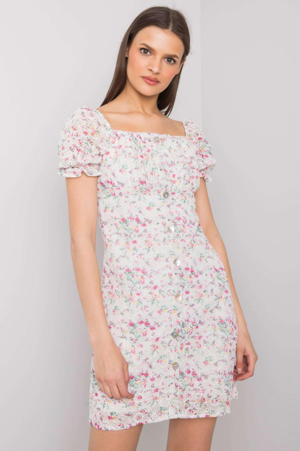 Krátke kvetinové šaty Alaiay s gombíkmi béžové