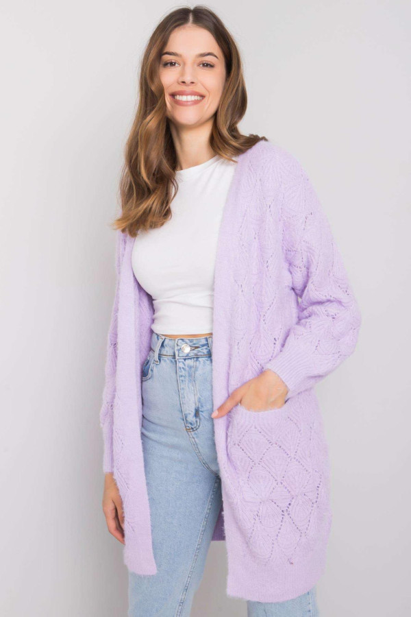 Kardigánový sveter Vera s vreckami farba lila