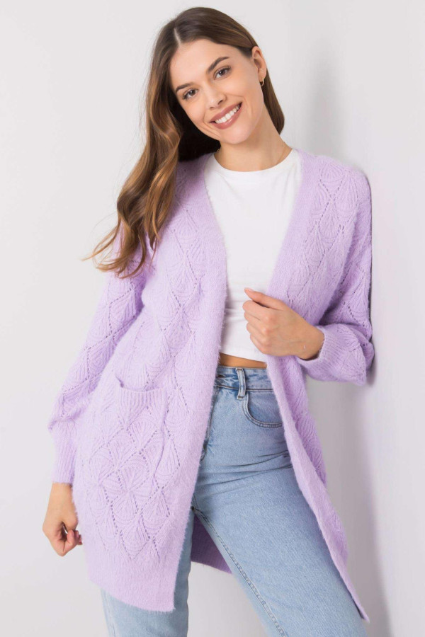 Kardigánový sveter Vera s vreckami farba lila