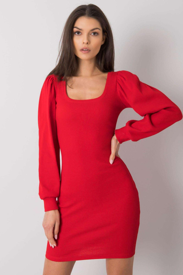 Krátke šaty Shantaya so širokými dlhými rukávmi červené