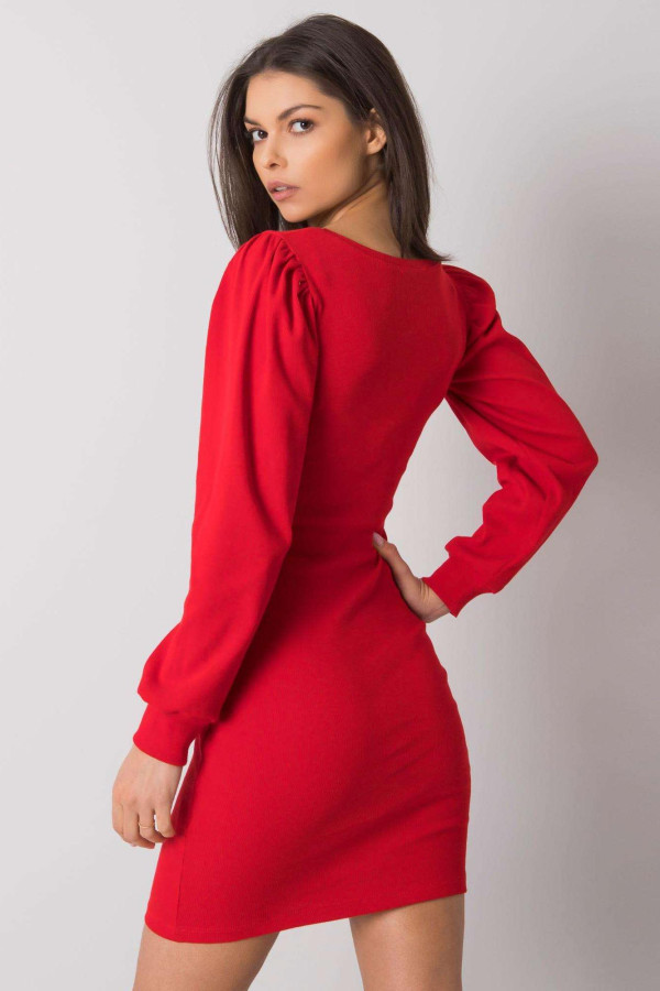 Krátke šaty Shantaya so širokými dlhými rukávmi červené