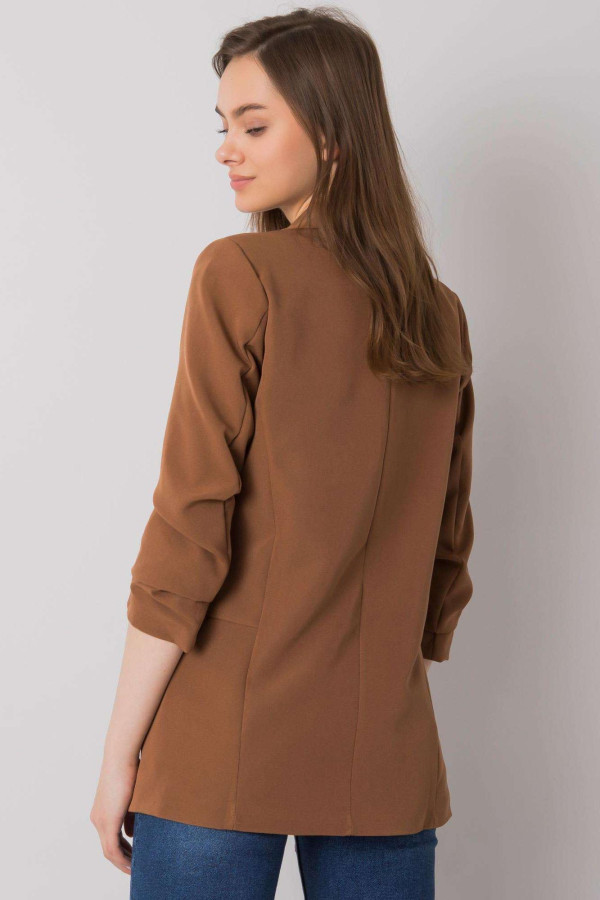 Elegantné sako s nariasenými rukávmi model 52014 hnedé