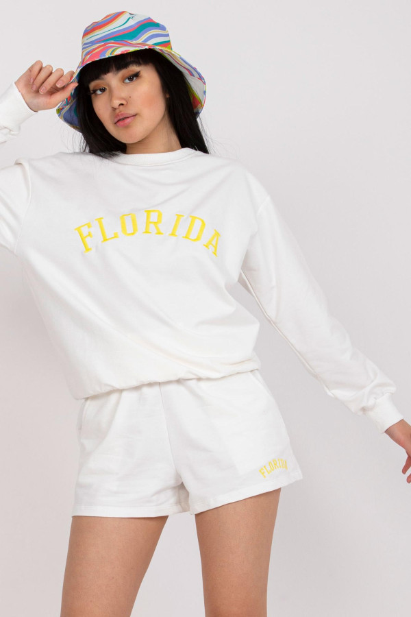 Súprava šortiek a mikiny s vyšívaným nápisom Florida biela