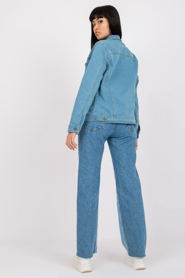 Džínsová bunda s náprsnými vreckami model 00717 svetlomodrá