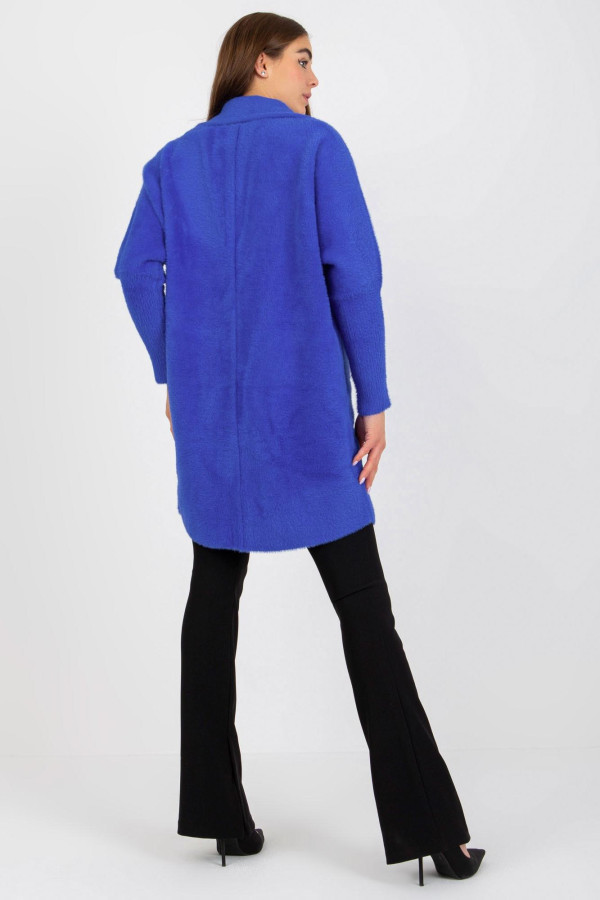 Alpaka kabát Evelin s netopierími rukávmi farba kráľovská modrá