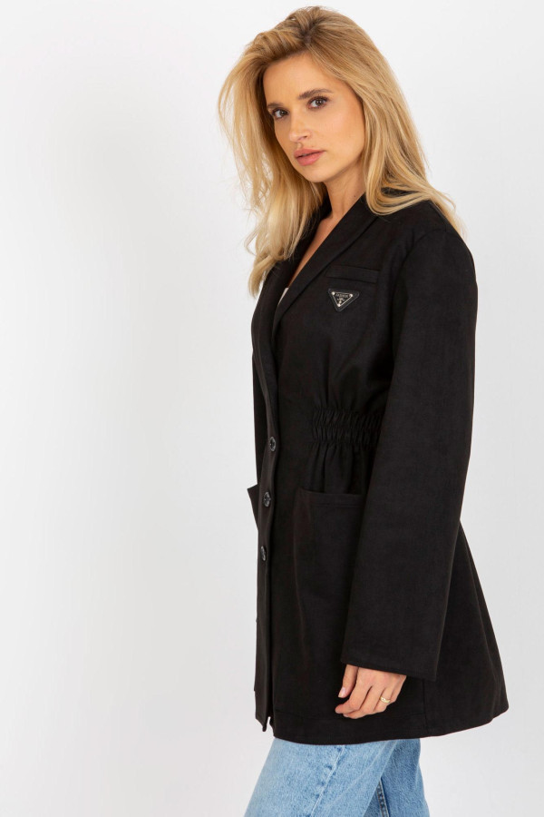 Dámsky kabát v štýle saka model 12819 čierny
