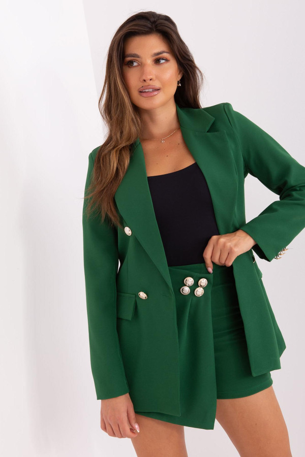 Elegantný komplet saka a sukne model 21527 zelený