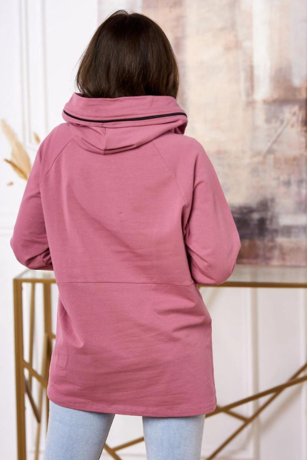 Oversize tunika so zipsom na kapucni model 0160 fialová