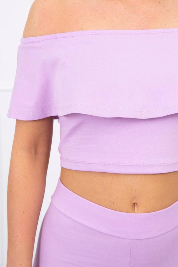 Komplet nohavice + top s volánmi farba lila