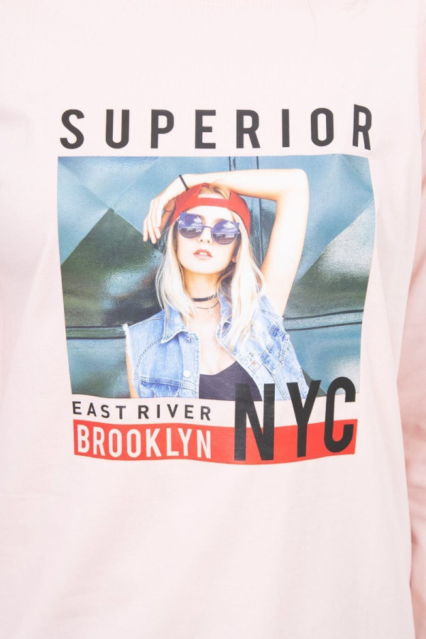 Tričko Superior NYC pudrovo ružové