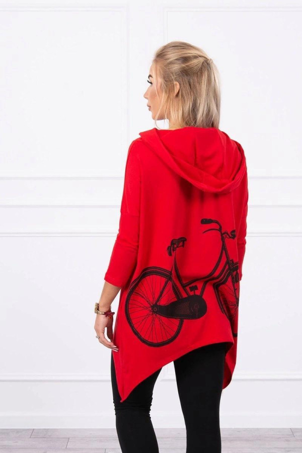 Mikina s potlačou bicykla na chrbte model 9139 červená
