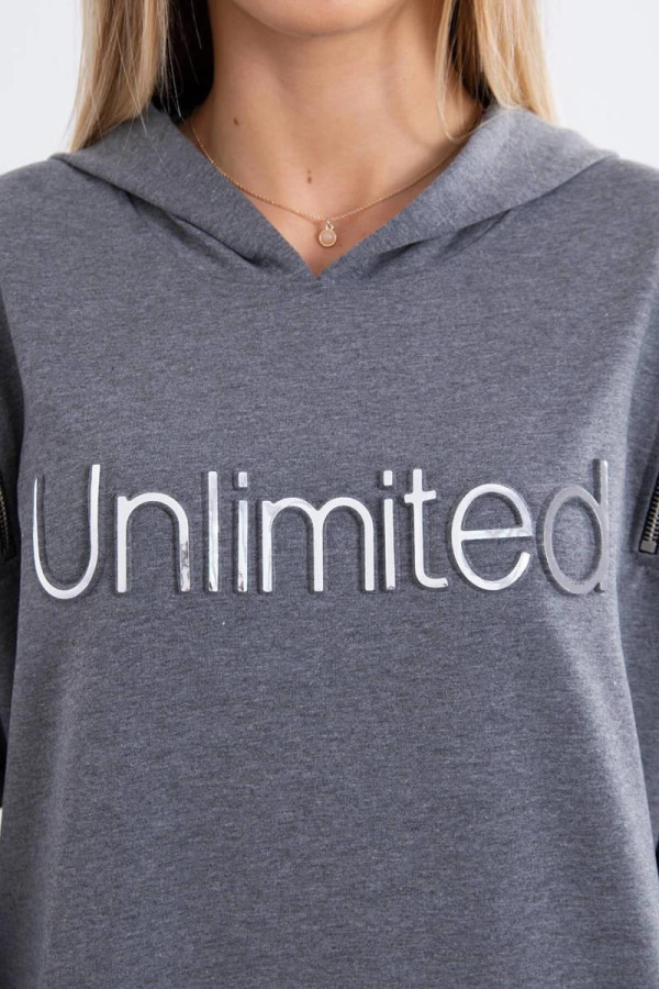 Šaty Unlimited s vreckami a zipsami model 9190 grafitové
