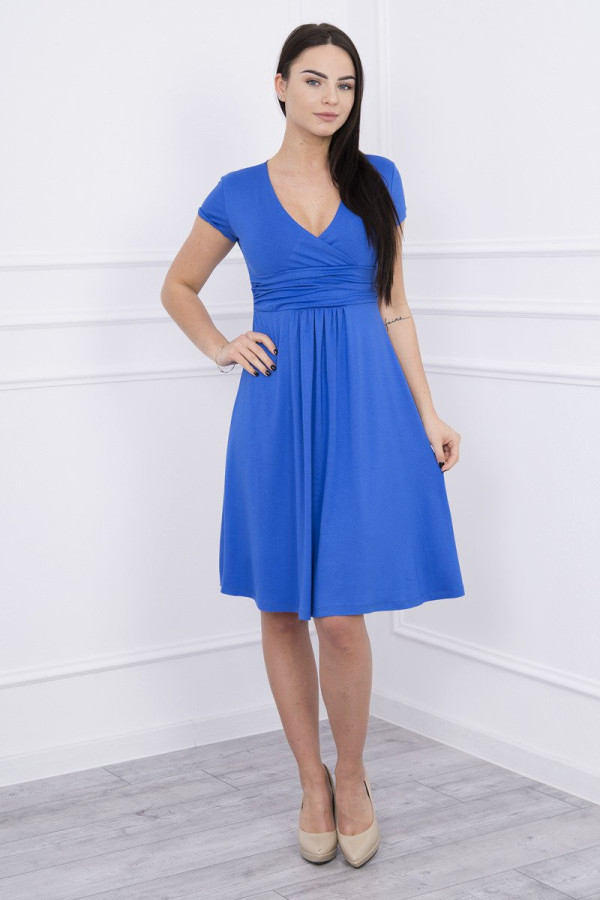 Voľné šaty s krátkym rukávom model 60942 farba kráľovská modrá