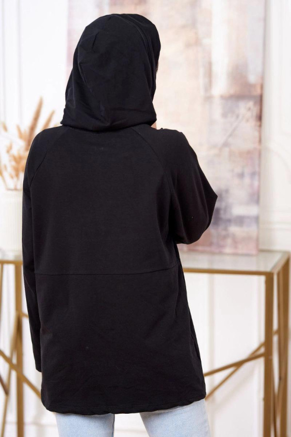 Oversize tunika so zipsom na kapucni model 0160 čierna
