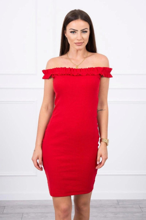 Šaty s odhalenými ramenami model 9097 červené