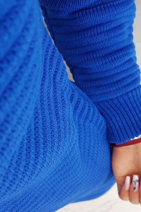 Dlhý pruhovaný sveter / šaty model 2019-38 farba kráľovská modrá