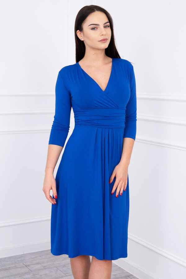 Voľné šaty s preväzom pod hrudníkom model 8314 farba kráľovská modrá