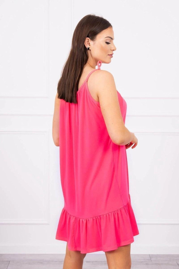 Voľné šaty na ramienka model 9080 neónovo ružové