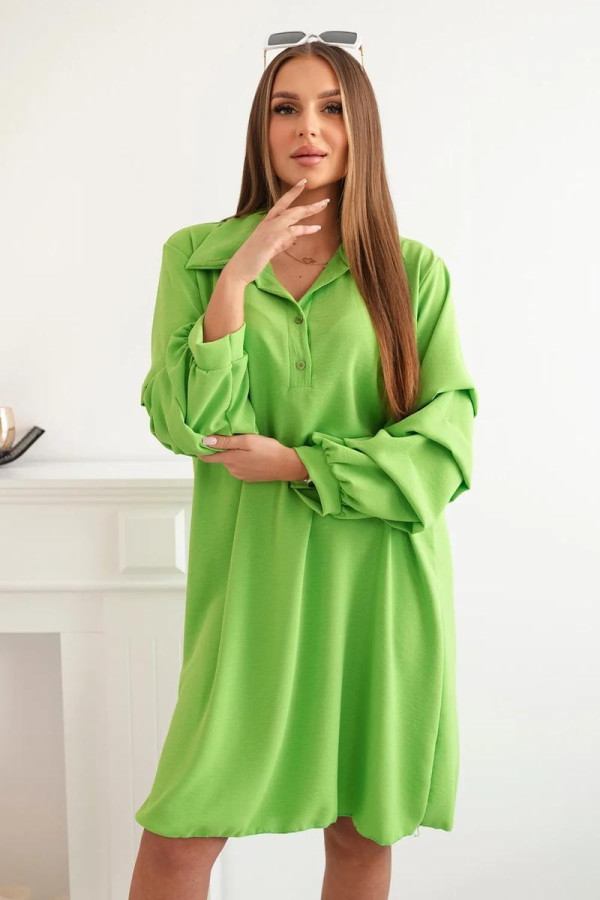 Oversize šaty s nariasenými rukávmi model IT-24 zelené