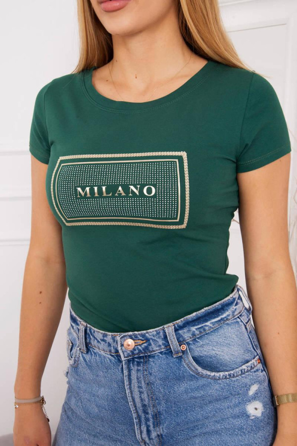 Tričko Milano so zirkónmi tmavozelené