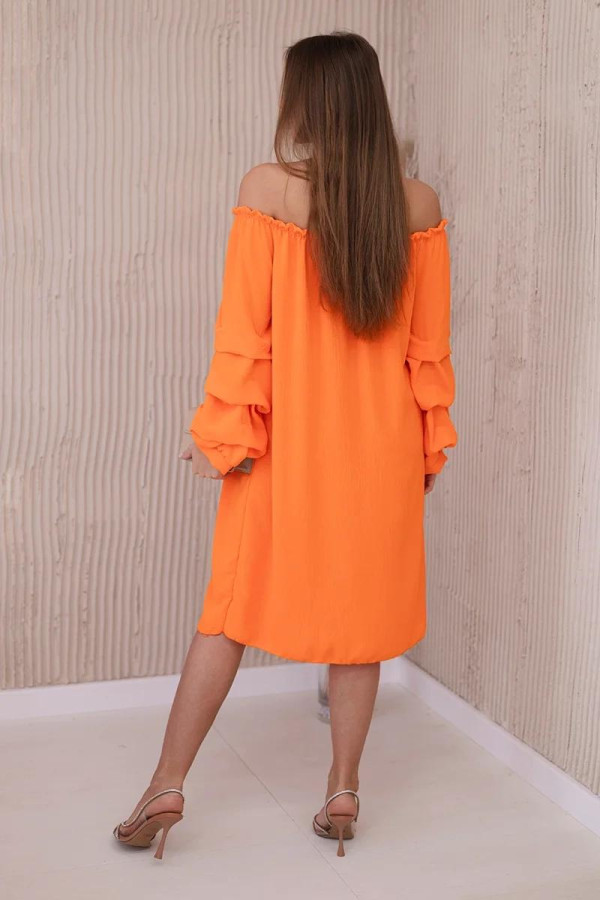 Šaty Hispánka s nariasenými rukávmi model IT-19 oranžové