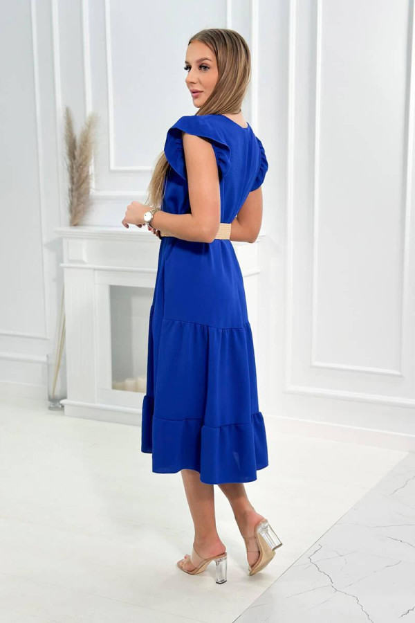 Volánové šaty s opaskom model 5997 farba kráľovská modrá