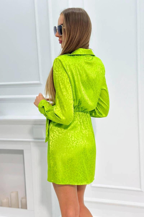 Lesklé šaty s preväzom v páse model 19797 zelené