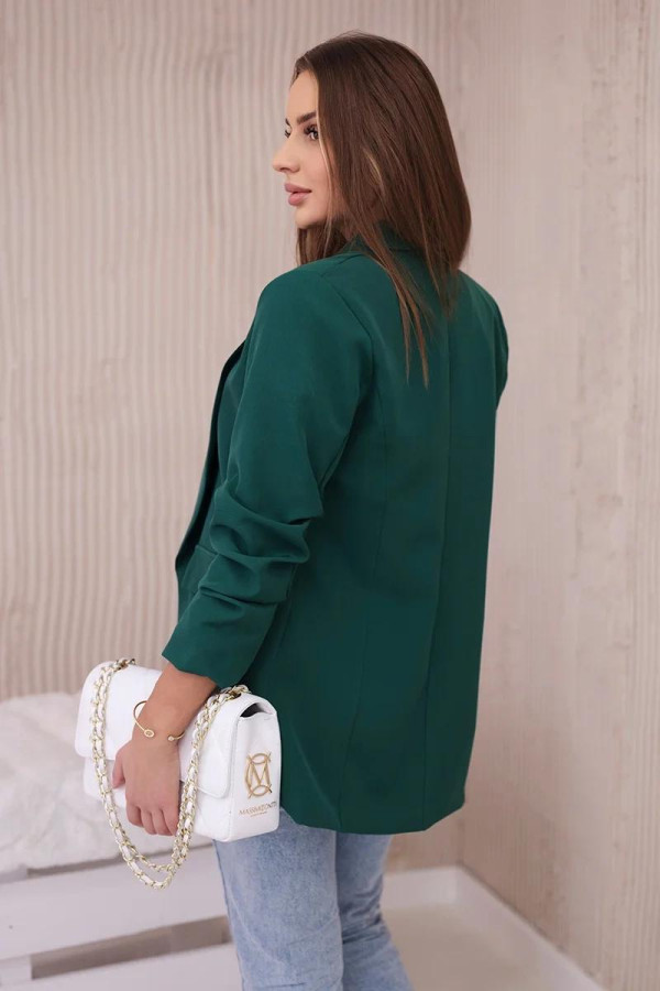 Elegantné sako s nariasenými rukávmi model 9709 zelené
