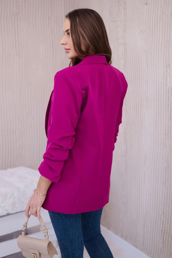Elegantné sako s nariasenými rukávmi model 9709 tmavé fialové