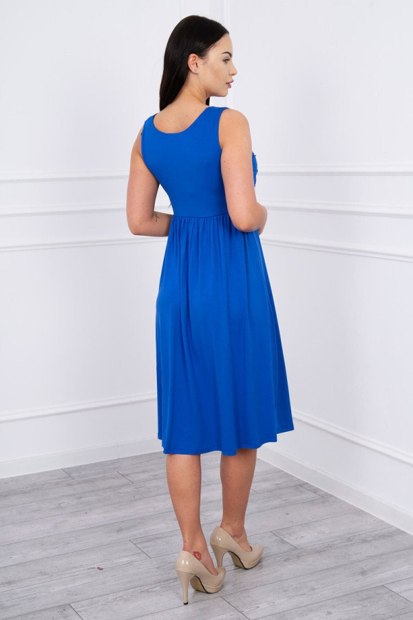 Voľné šaty so širokými ramienkami model 61063 farba kráľovská modrá