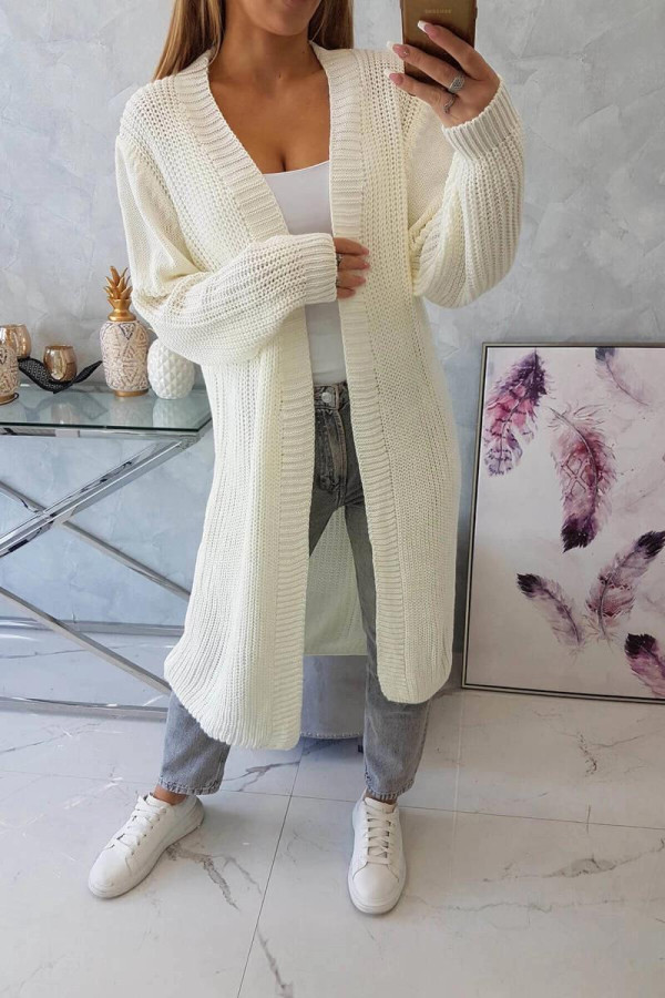 Kardigánový úpletový sveter model 2019-2 farba ecru