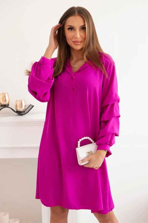 Oversize šaty s nariasenými rukávmi model IT-24 fialové