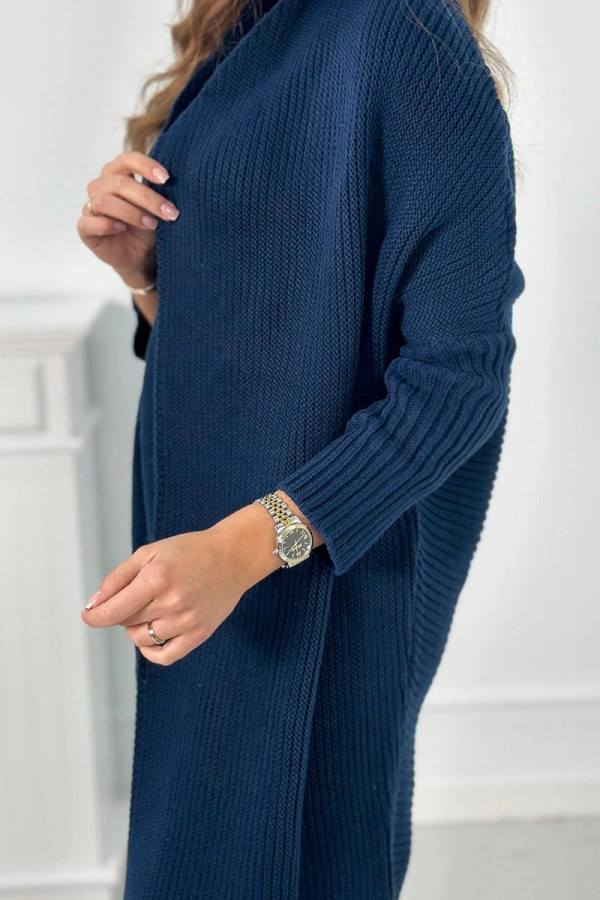 Kardigánový sveter s netopierími rukávmi farba námornícka modrá