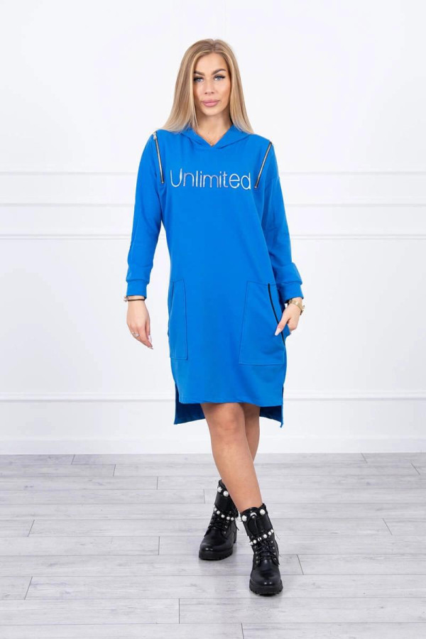 Šaty Unlimited s vreckami a zipsami model 9190 farba kráľovská modrá