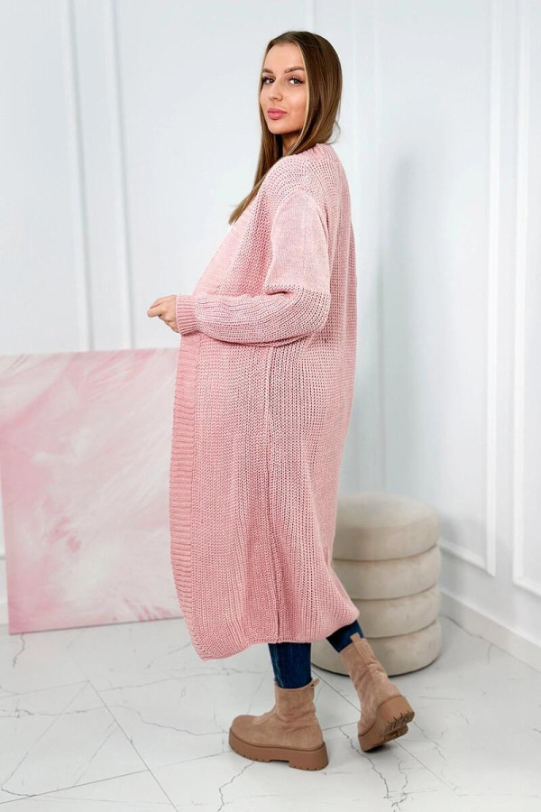 Kardigánový úpletový sveter model 2019-2 pudrovo ružový