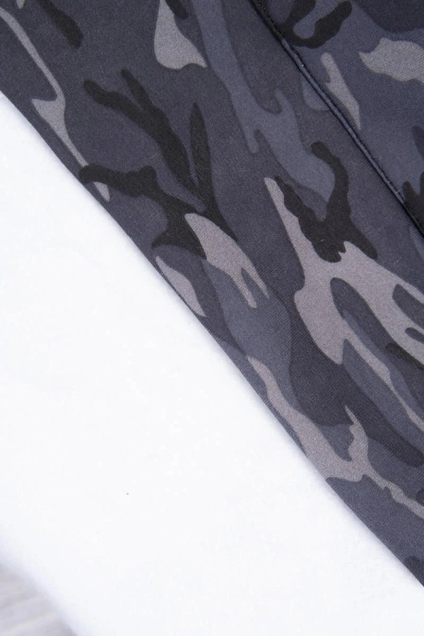Maskáčová mikina s predlženou zadnou časťou model 9119 farba grafitová+čierna