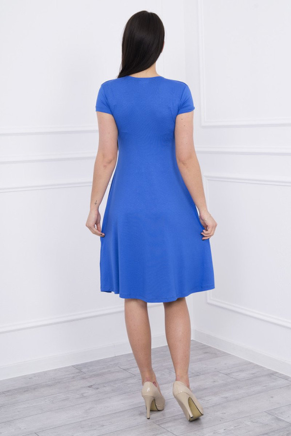 Voľné šaty s krátkym rukávom model 60942 farba kráľovská modrá