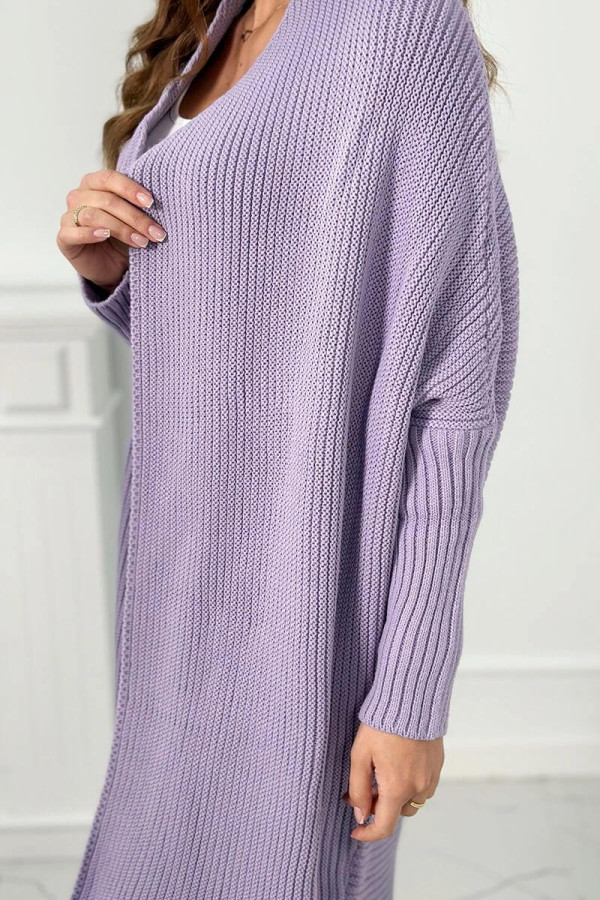 Kardigánový sveter s netopierími rukávmi farba lila