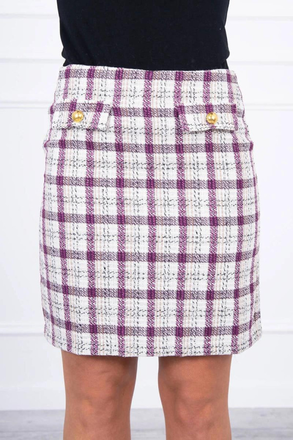 Károvaná sukňa model 9327 fialová