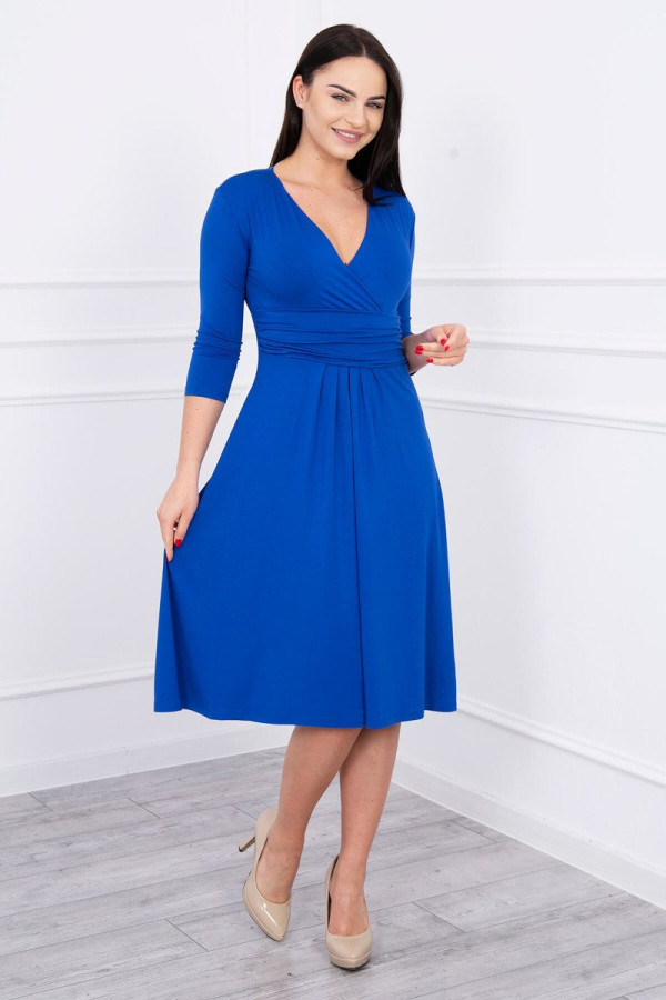 Voľné šaty s preväzom pod hrudníkom model 8314 farba kráľovská modrá