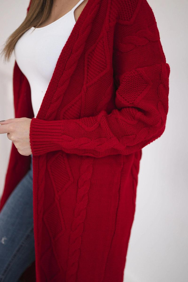 Kardigánový sveter s elegantným vzorom model 2021-7 červený